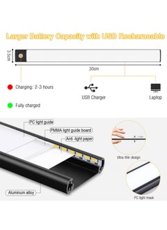 Alruht Motion Sensor Closet Lights, 3-Color Dimming LED Rechargeable Night Light, Magnetic Closet Light, Wireless Light for Kitchen, Staircase, Wardrobe, Study Light(Black)  - Image 2