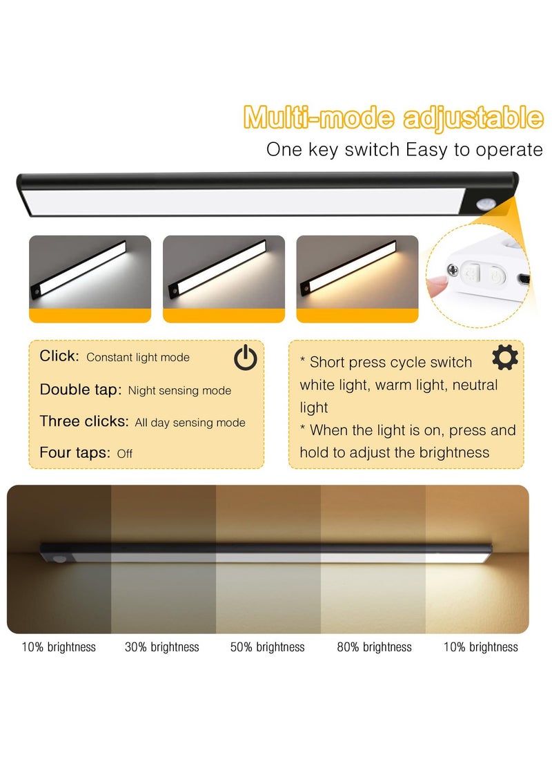 Alruht Motion Sensor Closet Lights, 3-Color Dimming LED Rechargeable Night Light, Magnetic Closet Light, Wireless Light for Kitchen, Staircase, Wardrobe, Study Light(Black)  - Image 4
