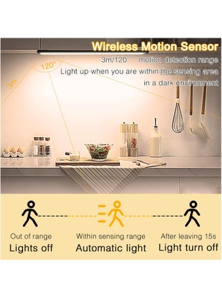 Rechargeable Magnetic Motion Sensor LED Light, Wireless Motion Sensor Light with Adjustable Brightness for Cabinet Closet Staircase, Dimmable Closet Light, Black, 30 cm - view 3