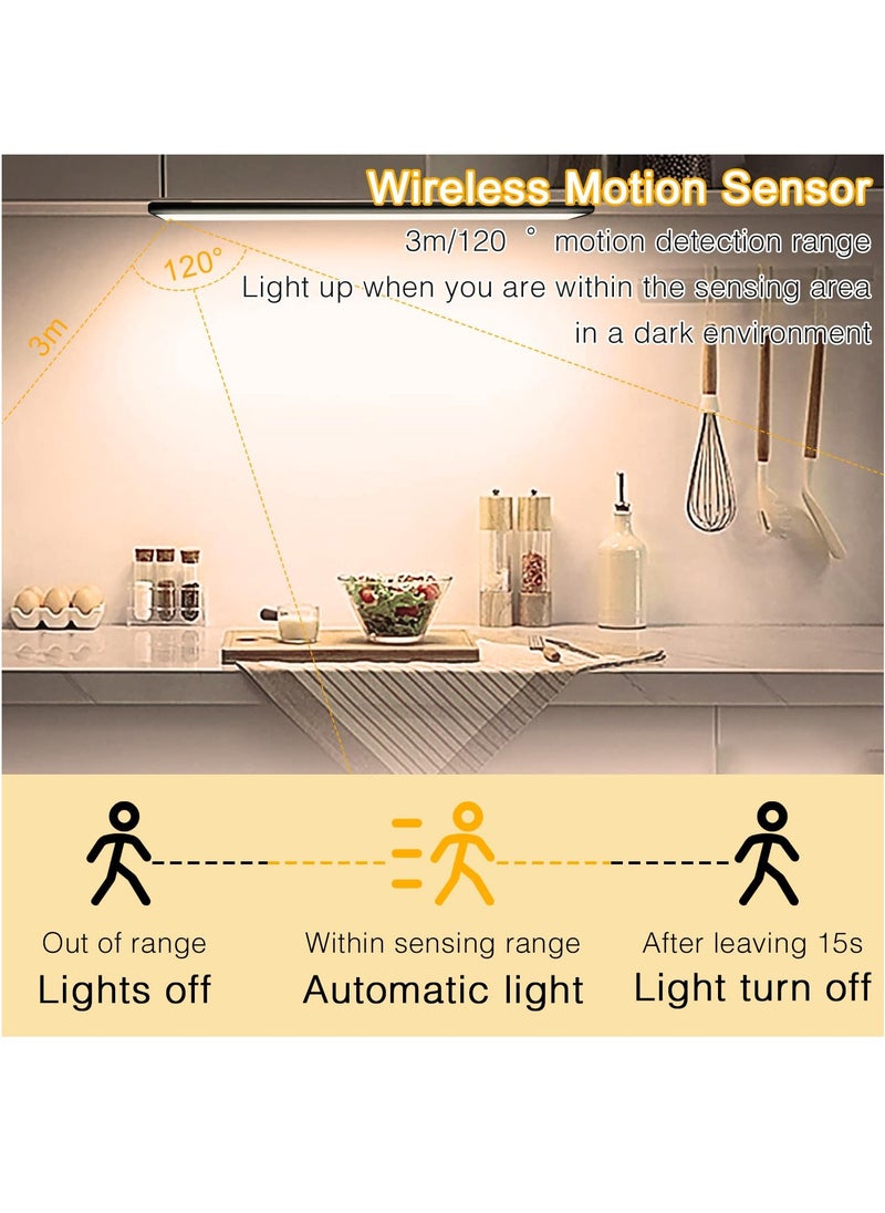Alruht Motion Sensor Closet Lights, 3-Color Dimming LED Rechargeable Night Light, Magnetic Closet Light, Wireless Light for Kitchen, Staircase, Wardrobe, Study Light(Black)  - Image 3