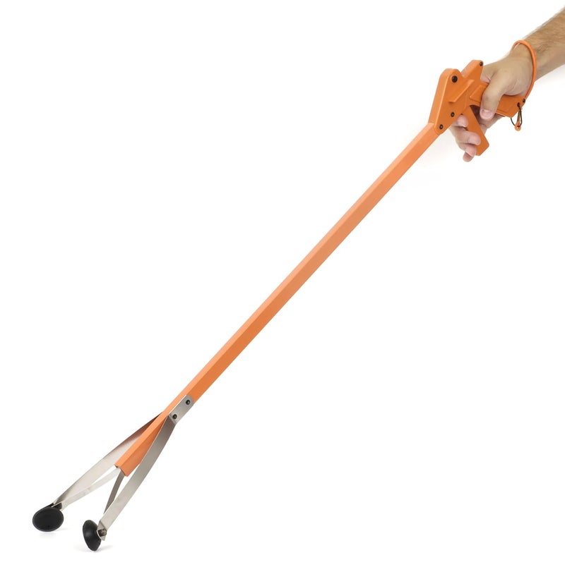 ArcMate Orange-U-Tongs PRO Grade Litter Pick up Tool, Elastic Lanyard, Suction Cup Reacher Grabber for Indoor or Outdoor Use, 33" Reach, 5lb. Pick Up Capacity, Orange, 36", 6 Pack (7702-6) - Image 4