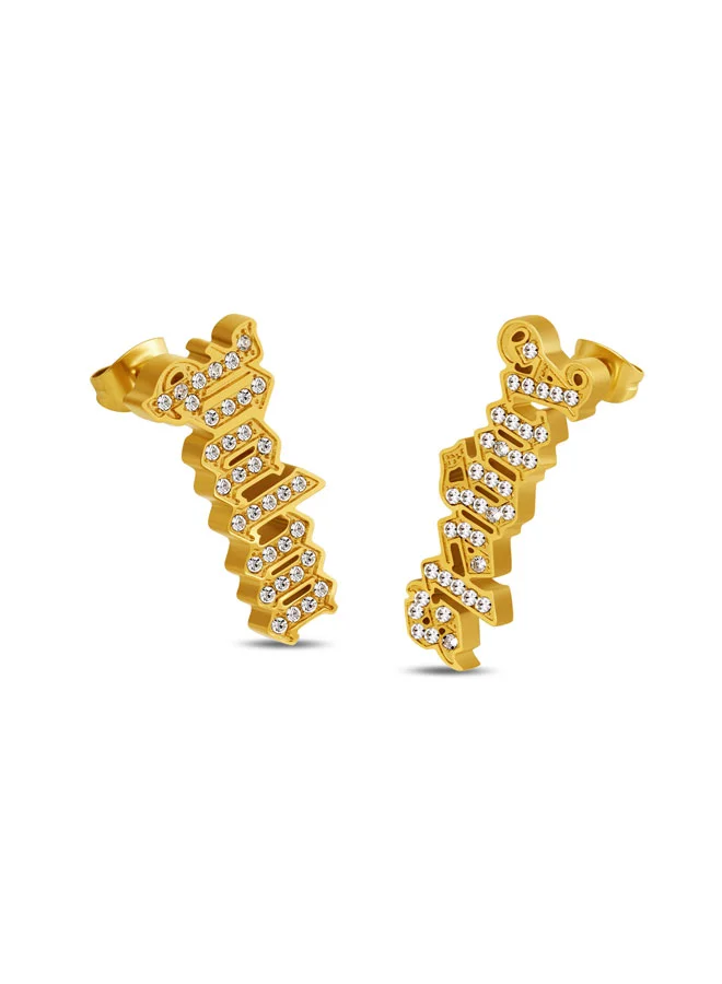 بالم انجلز Grafia Yellow Gold Plated Stainless Steel Drop Earrings for Women