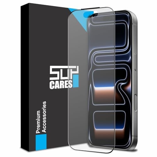 SupCares Matte Anti-Glare Tempered Glass for iPhone 17 Pro (6.3 Inch) With Installation Kit | Military-Grade Gorilla Screen Protector | Edge to Edge Coverage | Black - Image 1