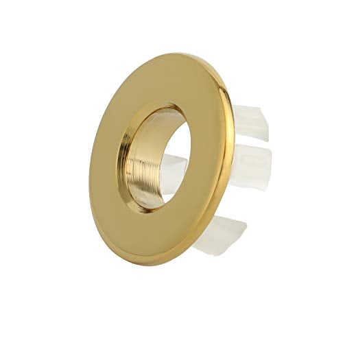 LQS Basin and Sink Trim Overflow Cover for Kitchen Bathroom and Vanity Sink Solid Brass Insert in Hole Round Caps Colour Gold