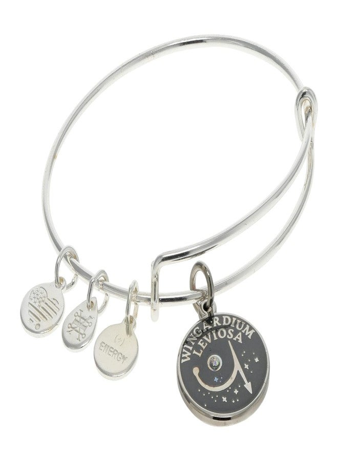 Alex and Ani AS615722Expandable Bangle BraceletSS,Harry Potter, Wingardium Leviosa Expandable Bangle Bracelet,Shiny Silver,Black, Bracelets