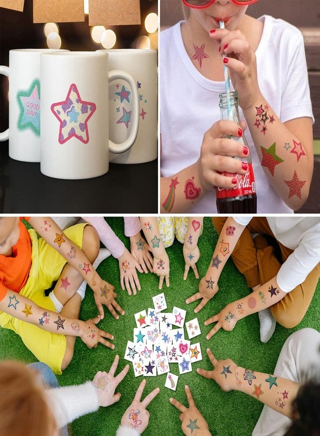 CHARLENT Glitter Stars Temporary Tattoos for Kids - 74 Individually Sheets - Image 5