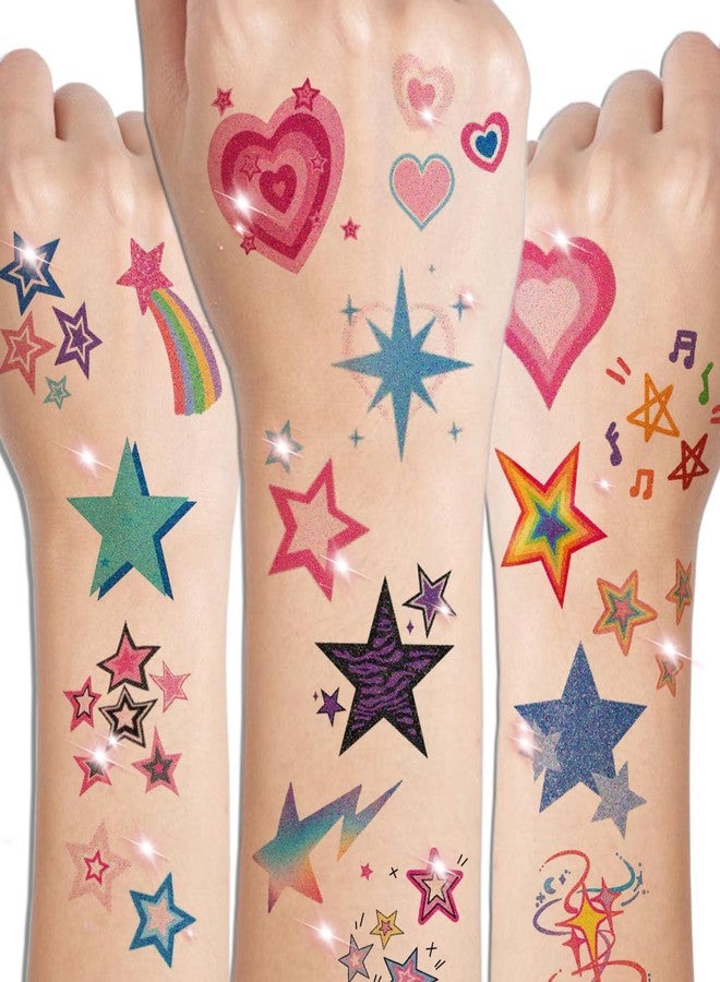CHARLENT Glitter Stars Temporary Tattoos for Kids - 74 Individually Sheets - Image 3