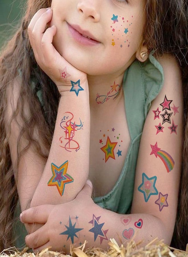 CHARLENT Glitter Stars Temporary Tattoos for Kids - 74 Individually Sheets - Image 4