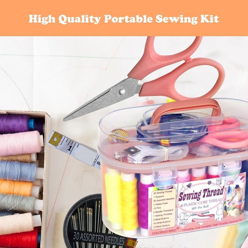 colored bird 40 Spools of Sewing Thread,Gift Box Portable Basic Sewing Repair Kits (Orange) - Image 5