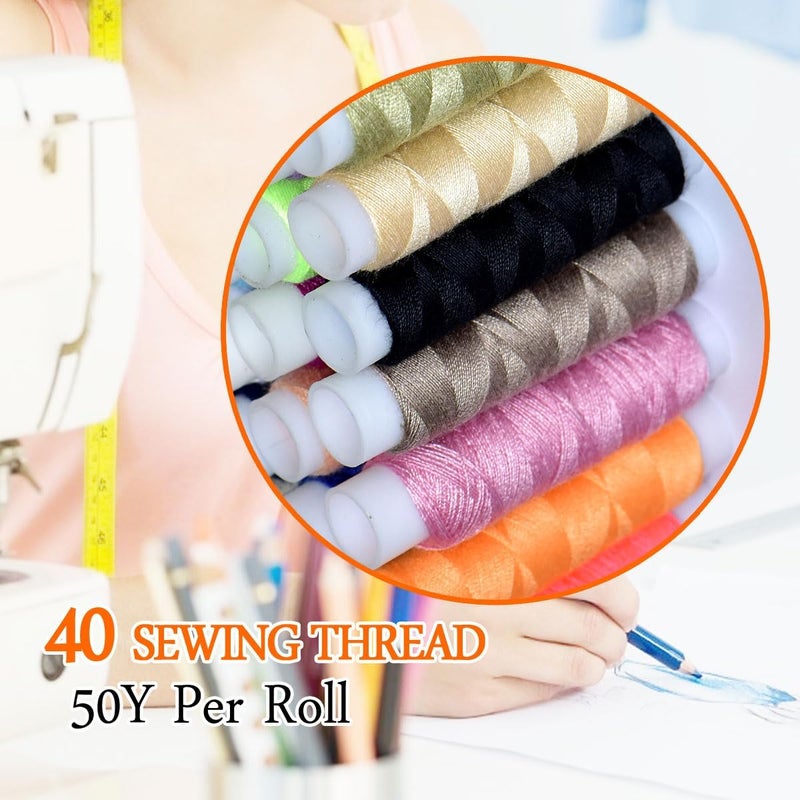 colored bird 40 Spools of Sewing Thread,Gift Box Portable Basic Sewing Repair Kits (Orange) - Image 4