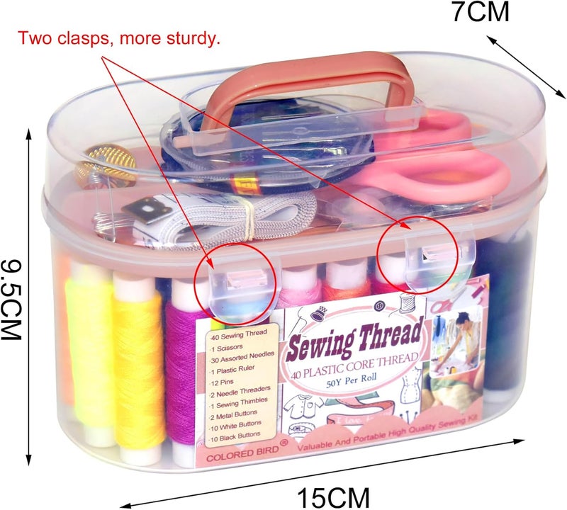 colored bird 40 Spools of Sewing Thread,Gift Box Portable Basic Sewing Repair Kits (Orange) - Image 2