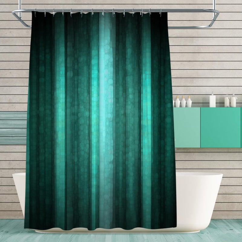 Gibelle Teal Shower Curtain Cool Glass Texture Ombre Turquoise Shower Curtain Abstract Modern Waterproof Fabric Bathroom Shower Curtain Set with Hooks 72 x 72