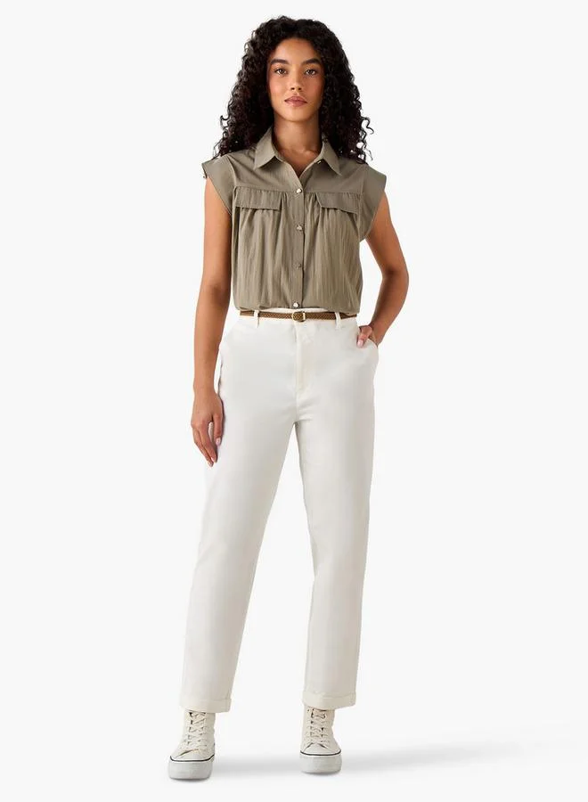 لي كوبر Lee Cooper Regular Fit Trousers with Braided Belt