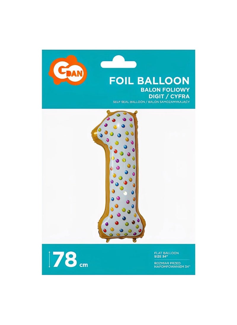 GODAN 1-Year Birthday Cookie Number Foil Balloon 78 cm  - Image 2