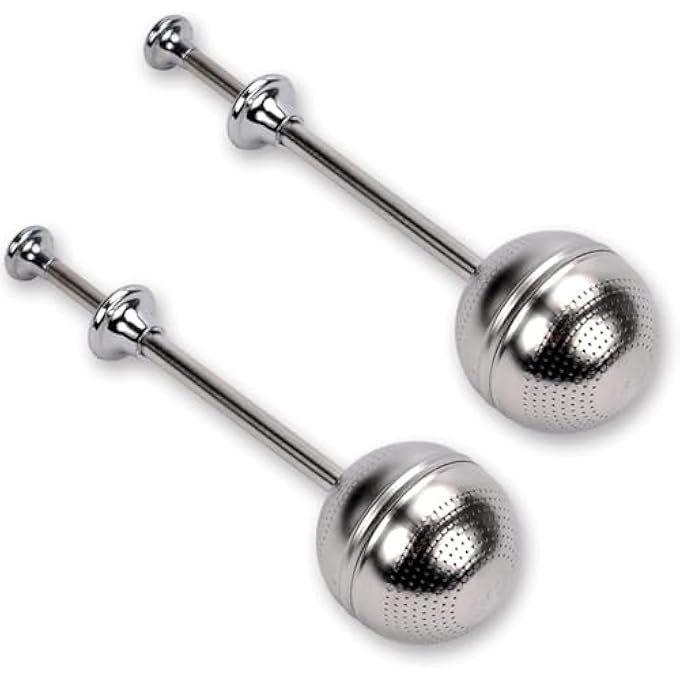 SWIUKPHE Stainless Steel Long Handle Tea Ball Infuser Set 2Pcs Loose Leaf Tea Infuser Filter Reusable Fine Mesh Tea Strainer With Long Handle Gourmet Brewing With Fine Tea Mesh Infuser For Cup And Teapot - Image 2