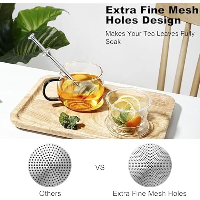 SWIUKPHE Stainless Steel Long Handle Tea Ball Infuser Set 2Pcs Loose Leaf Tea Infuser Filter Reusable Fine Mesh Tea Strainer With Long Handle Gourmet Brewing With Fine Tea Mesh Infuser For Cup And Teapot - Image 3