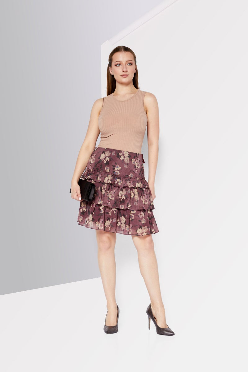 RALPH LAUREN تنورة ميني مزخرفة بالزهور للنساء من لورين بواسطة رالف لورين، متعددة الألوان - Image 2