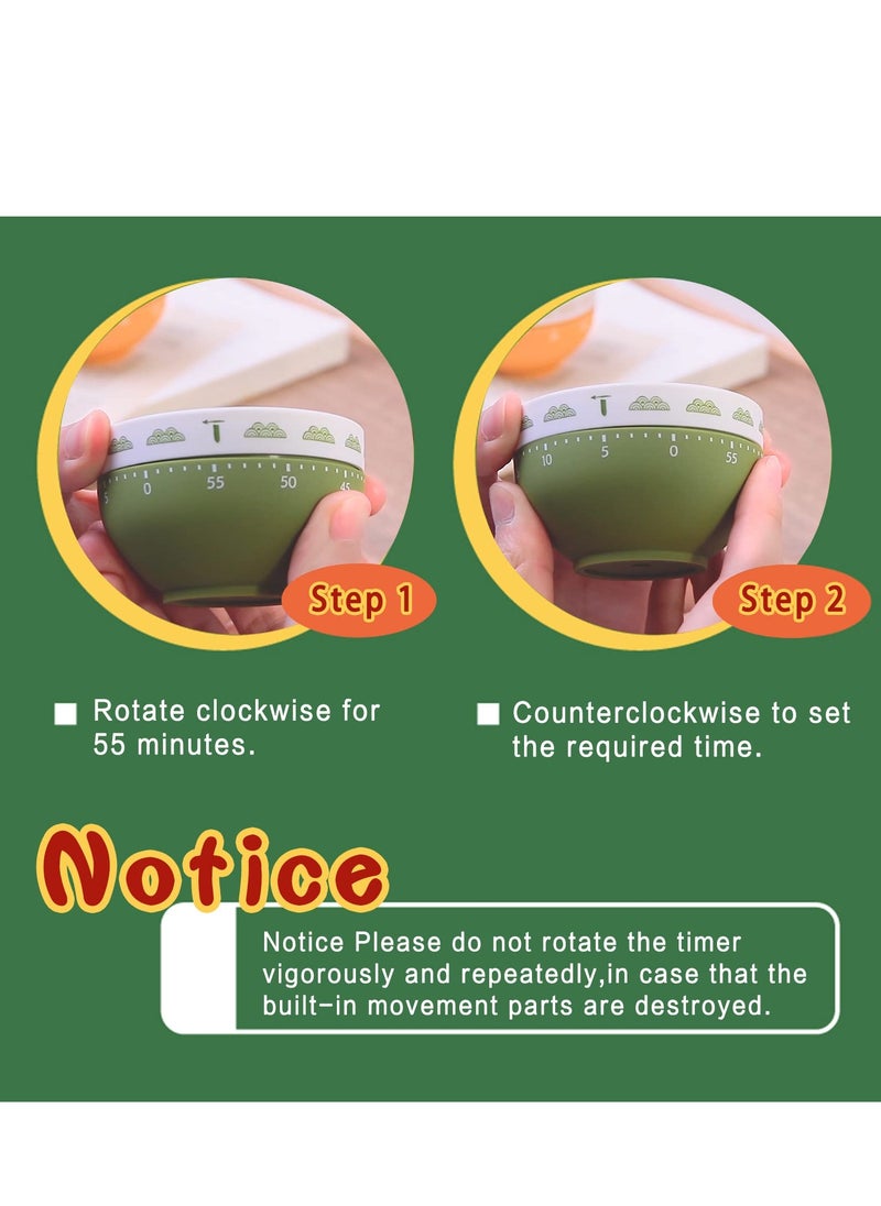 SYOSI 2 Pcs Mechanical Kitchen Timer with Cartoon, Mechanical Egg Timer 60 Minute Timer for Kids Wind Up, 360°Rotating Windup Timer for Cook Read Do Exercise