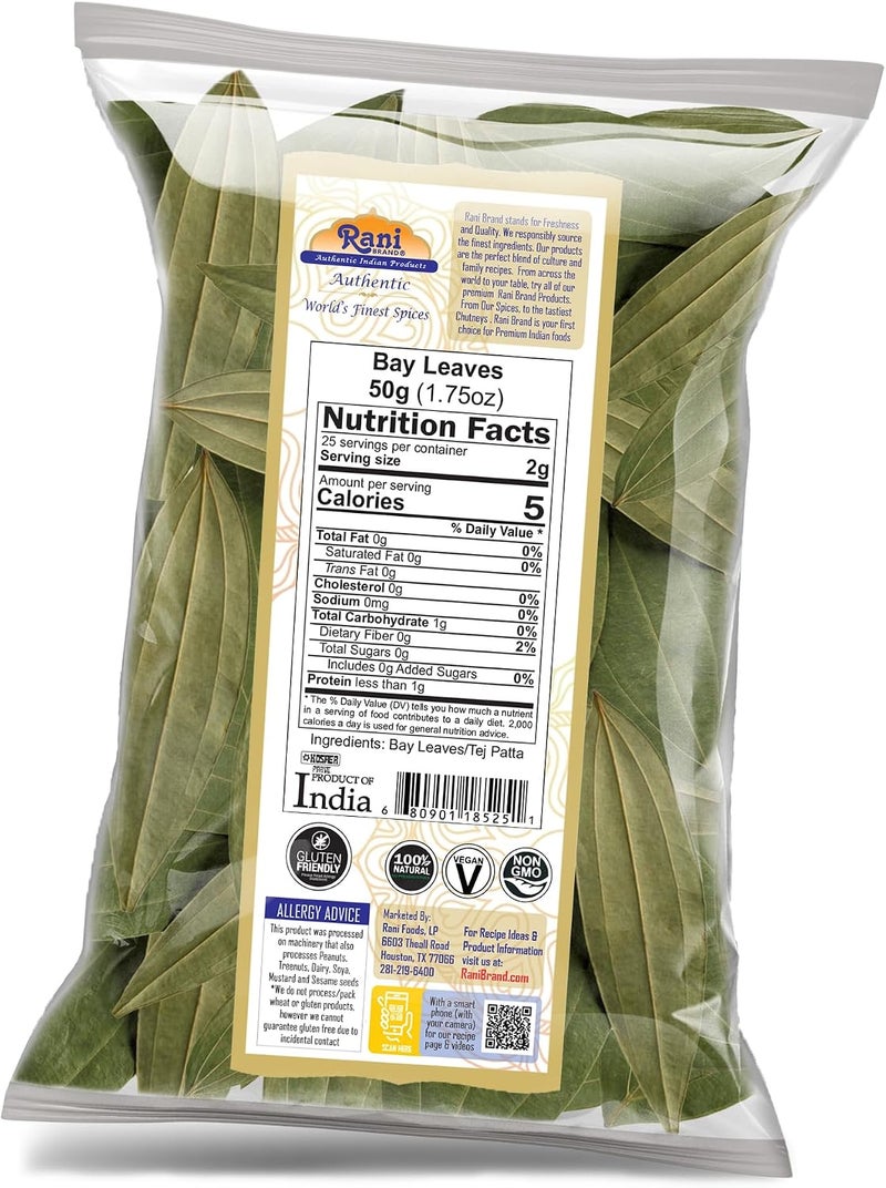 Rani Brand Bay Leaves (Tej Patta) - 1.75oz (50g) - Kosher, Non-GMO, Vegan - Image 2