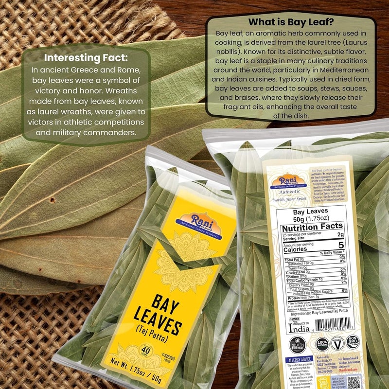 Rani Brand Bay Leaves (Tej Patta) - 1.75oz (50g) - Kosher, Non-GMO, Vegan - Image 4