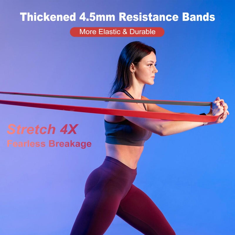 WIKDAY Resistance Bands, Pull Up Bands, Workout Bands for Exercise, Thick Heavy Resistance Band Set with Door Anchor, Elastic Bands for Body Stretching, Training at Home/Gym for Men & Women Bicolor - Image 4