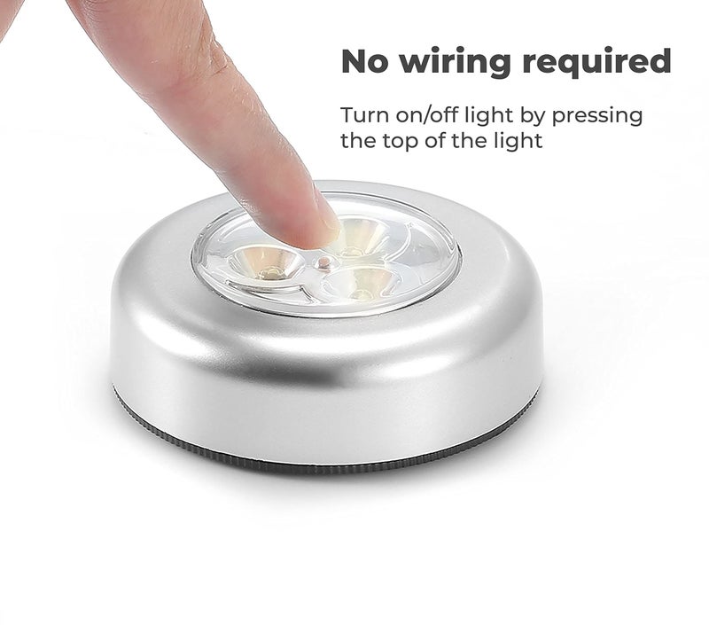 MeeTo LED Battery Powered Wireless Stick Tap Touch Lamp Stick-On Push Light for Closets, Cabinets, Counters, or Utility Rooms, Cordless Touch Light,Batteris Not Included - (Pack of 2) - Image 4