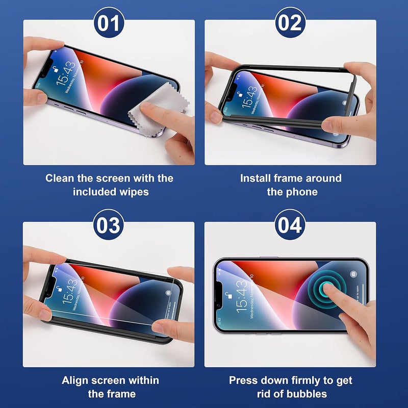 ImpactStrong Shatterproof Tempered Glass Screen Protector for iPhone 13 Pro Max/iPhone 14 Plus [Easy Installation Frame] [Bubble Free] [9H Hardness] [Full Coverage] Case Friendly, 6.7 Inch - (3-Pack) - Image 4