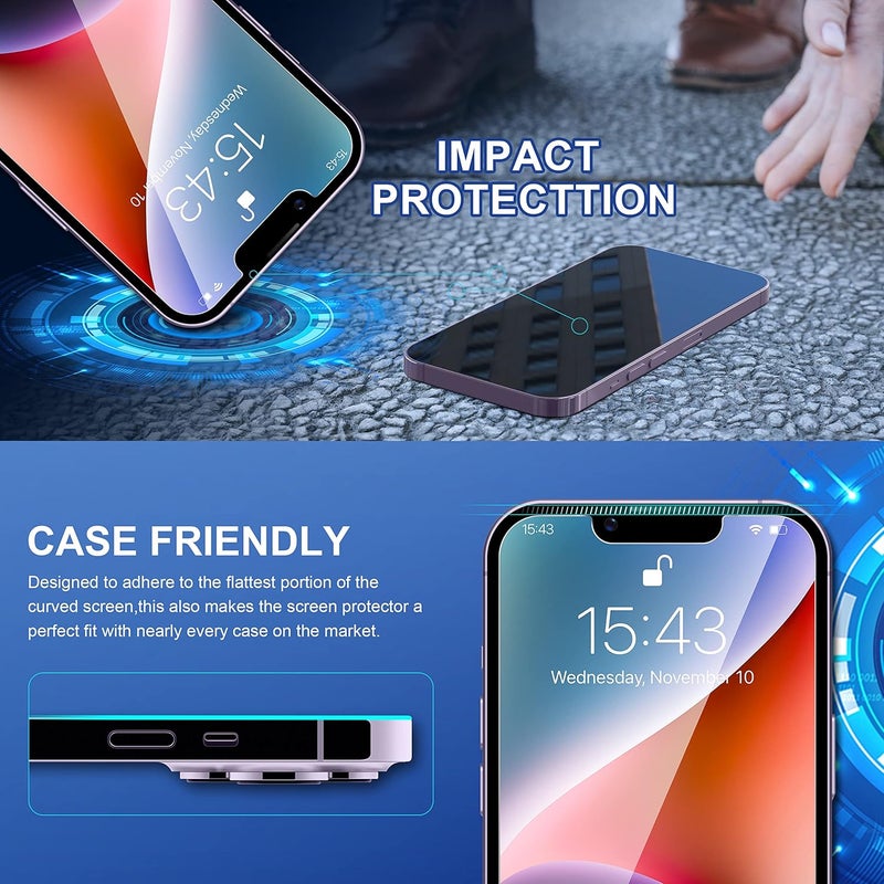 ImpactStrong Shatterproof Tempered Glass Screen Protector for iPhone 13 Pro Max/iPhone 14 Plus [Easy Installation Frame] [Bubble Free] [9H Hardness] [Full Coverage] Case Friendly, 6.7 Inch - (3-Pack) - Image 3