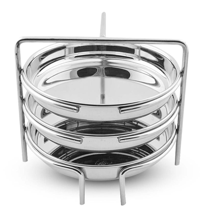 BLLUEX صانع دهوكلا من الفولاذ المقاوم للصدأ BLLUEX، صانع إيدلي ذاتي، مجموعة 3 أطباق كبيرة مع حامل، تناسب جميع الطباخات، حامل دهوكلا مع طبق بقطر 16 سم | أطباق ثاتو و خمان (صانع دهوكلا 3 أطباق مع 3 أسلاك) - Image 1