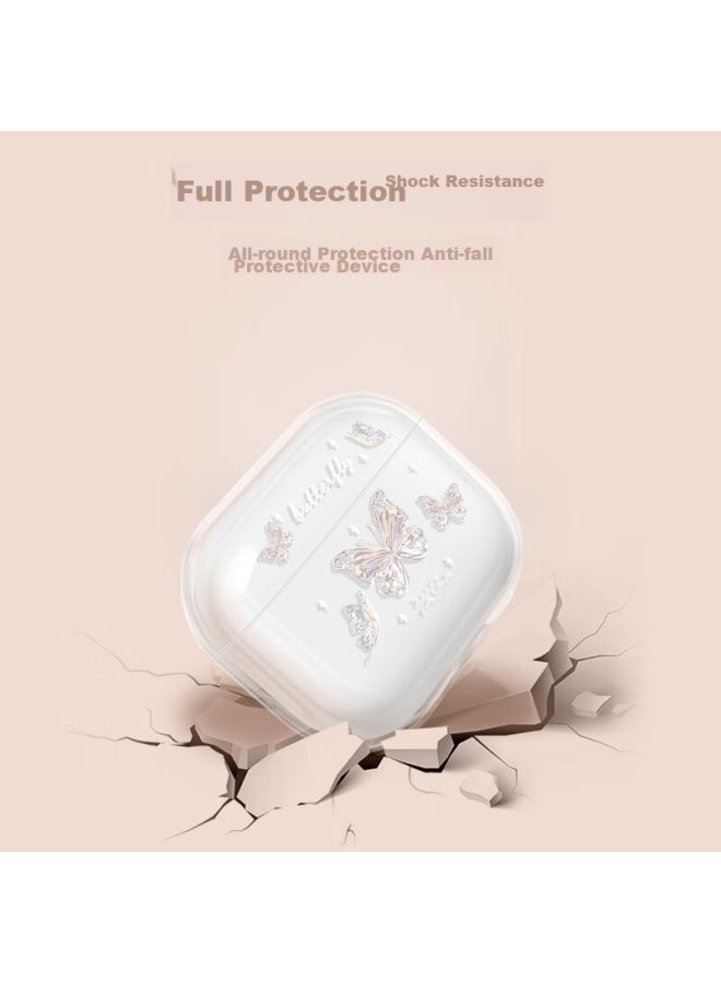 Inkaida Yingkaida Airpods 4 Case, Apple Earphone Protective Cover, Wireless Bluetooth Earphone Case, Shockproof Creative Anti-slip Shell, Storage Box, Pink Butterfly - Image 3