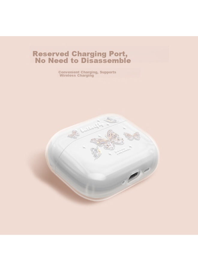 Inkaida Yingkaida Airpods 4 Case, Apple Earphone Protective Cover, Wireless Bluetooth Earphone Case, Shockproof Creative Anti-slip Shell, Storage Box, Pink Butterfly - Image 4