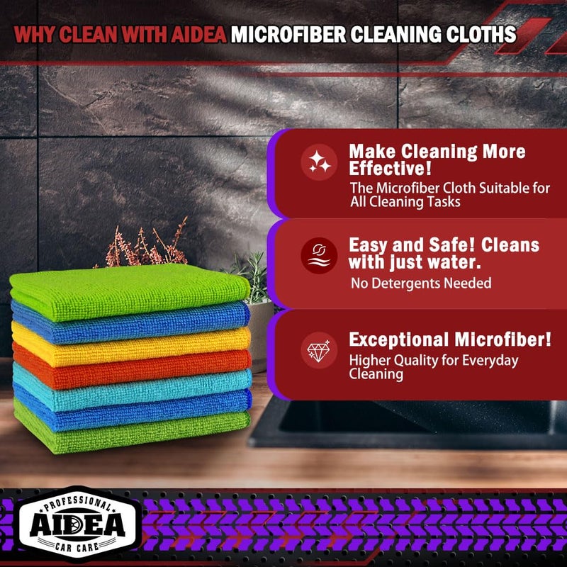 AIDEA Microfiber Cleaning Cloth, 150PK, Microfiber Towels for Cars, Premium All Purpose Car Cloth, Lint Free Rags, Absorbent Towels for SUVs, House, Kitchen, Window, 12"Ã—12" - Image 2