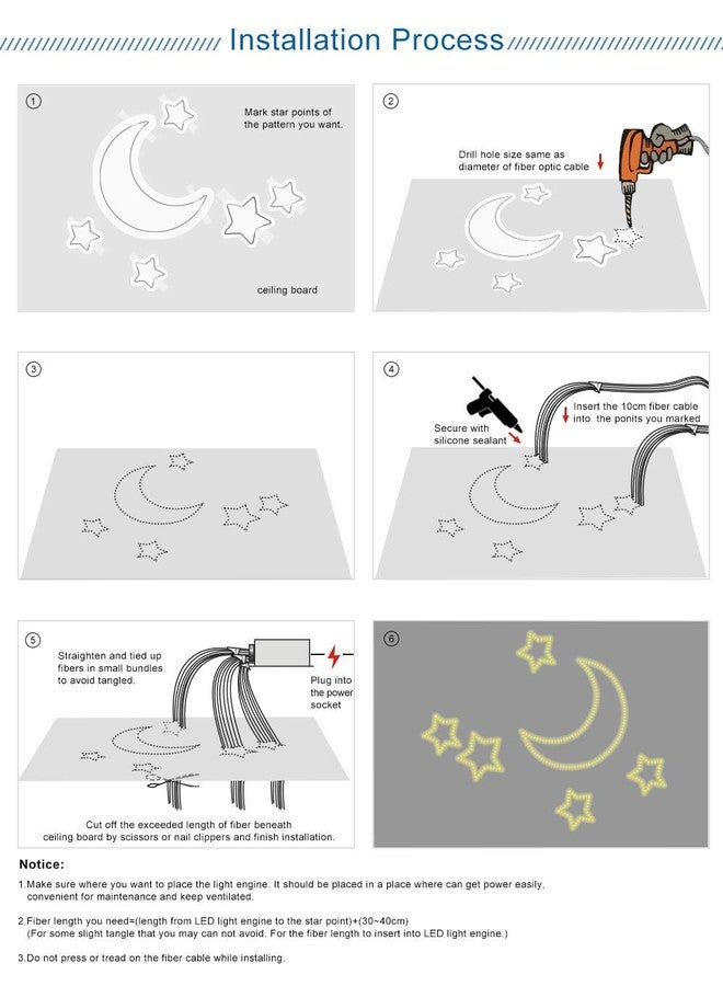 أزيموم طقم إضاءة سقفية بنجوم تعمل بالصوت من AZIMOM بقوة 16 واط، 300 قطعة، 0.03 بوصة، 6.5 قدم، إضاءة بنجوم من الألياف الضوئية، وضع موسيقي، تحكم عن بعد عبر تطبيق، للاستخدام في السيارة أو المنزل، إضاءة سقفية بنجوم - Image 5