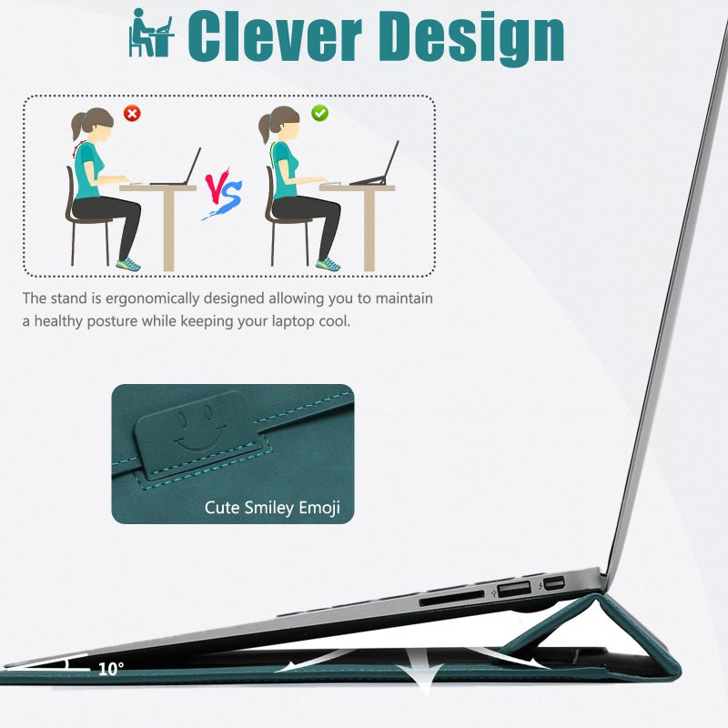 HYZUO HYZUO 15-16 Inch Laptop Sleeve Case with Stand Feature for MacBook Pro 16 M4/M3/M2/M1 Pro/Max 2024-2019, XPS 15, MacBook Pro 15 2015-2012, Samsung Galaxy Book Flex/Pro 15, Dark Green  - Image 2