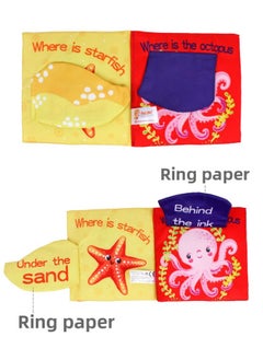 Generic Dolery Baby Interesting Learning Cognition Cloth Book Early Education Tear Not To Rot Peek-and-seek Pop Book With Sound Paper-Color:dolery Hide And Seek [Ocean]]-Specifications:OPP  - Image 3