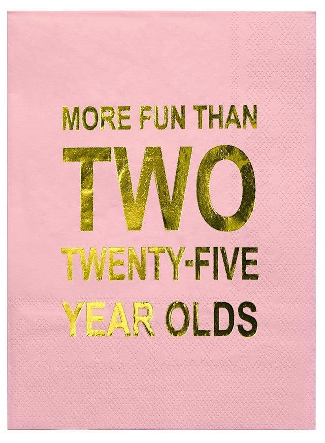 مجموعة مناديل عيد الميلاد الخمسين من راباهوليك، 50 قطعة، ذهبية اللون - ثلاث طبقات، للاستخدام مرة واحدة - مناديل كوكتيل للاحتفال بالذكرى الخمسين لعيد الميلاد - رقائق ذهبية وردية - أكثر متعة من شخصين في الخامسة والعشرين من العمر - 5 × 5 بوصة - Image 1