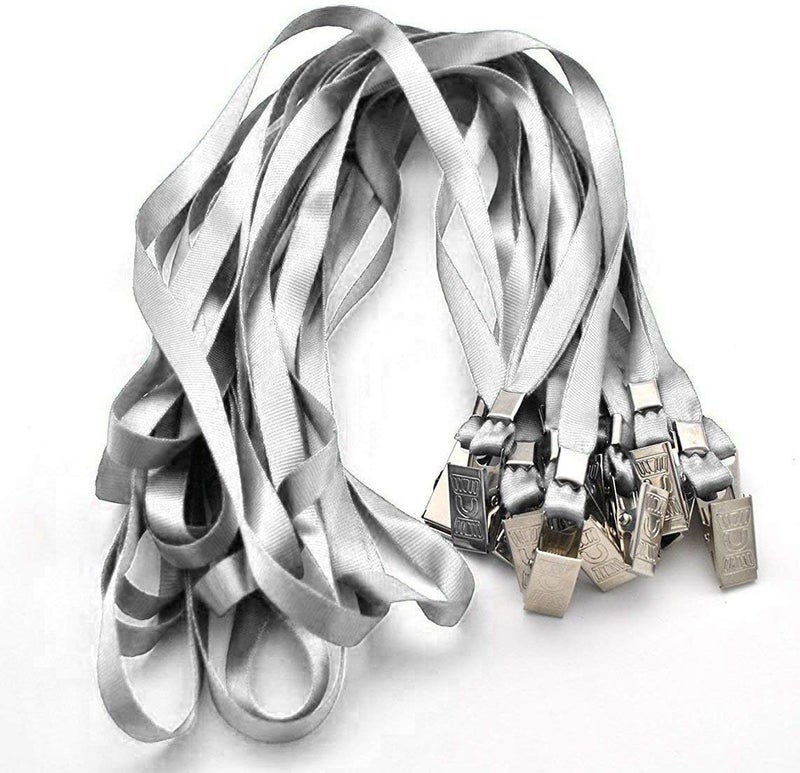 Beebel Gray Lanyards 100 Pack Nylon Flat Badge Lanyard for Id Badge Name Tag (Gray, 100 Pack) - Image 3