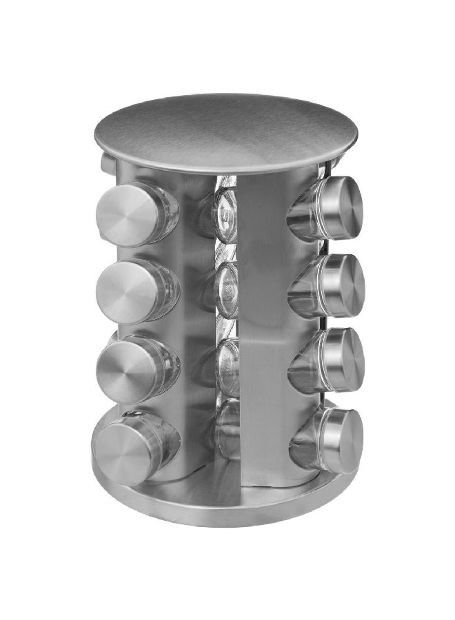 Five Simply Smart Stainless Steel Rotating Spice Rack with 16 Jars Clear and Silver 21 x 28.5 x 21 cm 338724204 - Image 2