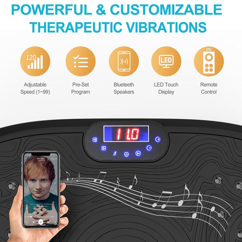 AXV Vibration Plate Exercise Machine Whole Body Workout Vibrate Fitness Platform Lymphatic Drainage Machine for Weight Loss Shaping Toning Wellness Home Gyms Workout - Image 5
