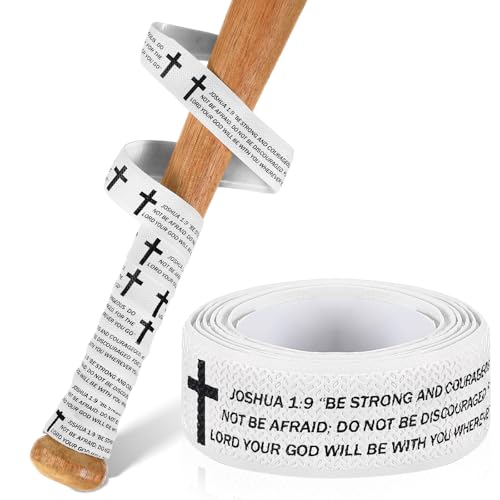 Pushglossy 2 Pcs Bat Grip Tape for Baseball Softball 1.5 mm Precut and Pro Feel Batting Grip Tape Replacement, Cushioned & Non-Slip Wraps for Youth & Adult Players/Coaches(White,Joshua 1:9) - Image 1