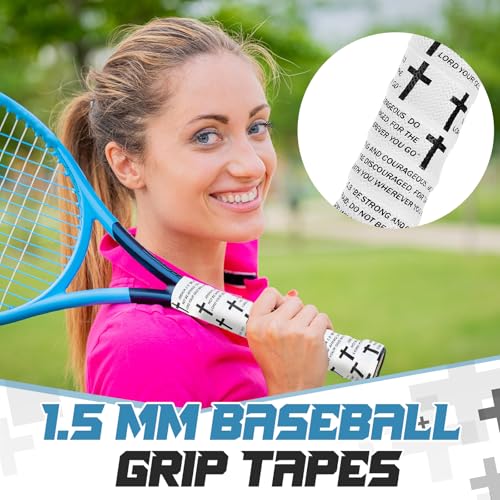 Pushglossy 2 Pcs Bat Grip Tape for Baseball Softball 1.5 mm Precut and Pro Feel Batting Grip Tape Replacement, Cushioned & Non-Slip Wraps for Youth & Adult Players/Coaches(White,Joshua 1:9) - Image 5
