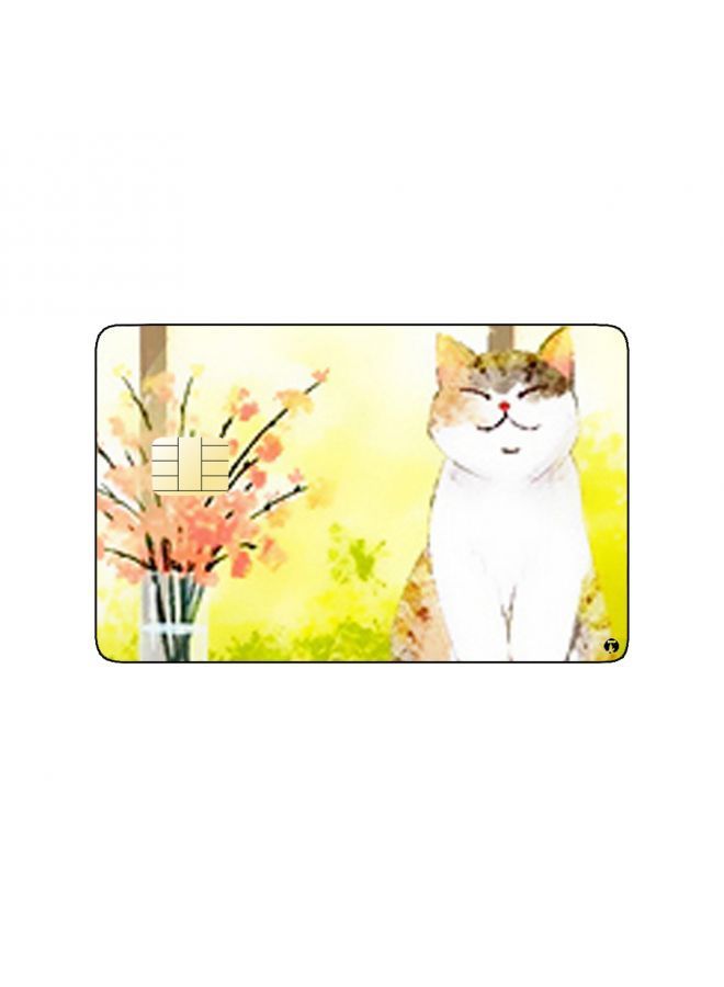 RKN PRINTED BANK CARD STICKER Cute Cat Drawing With Plants - Image 2