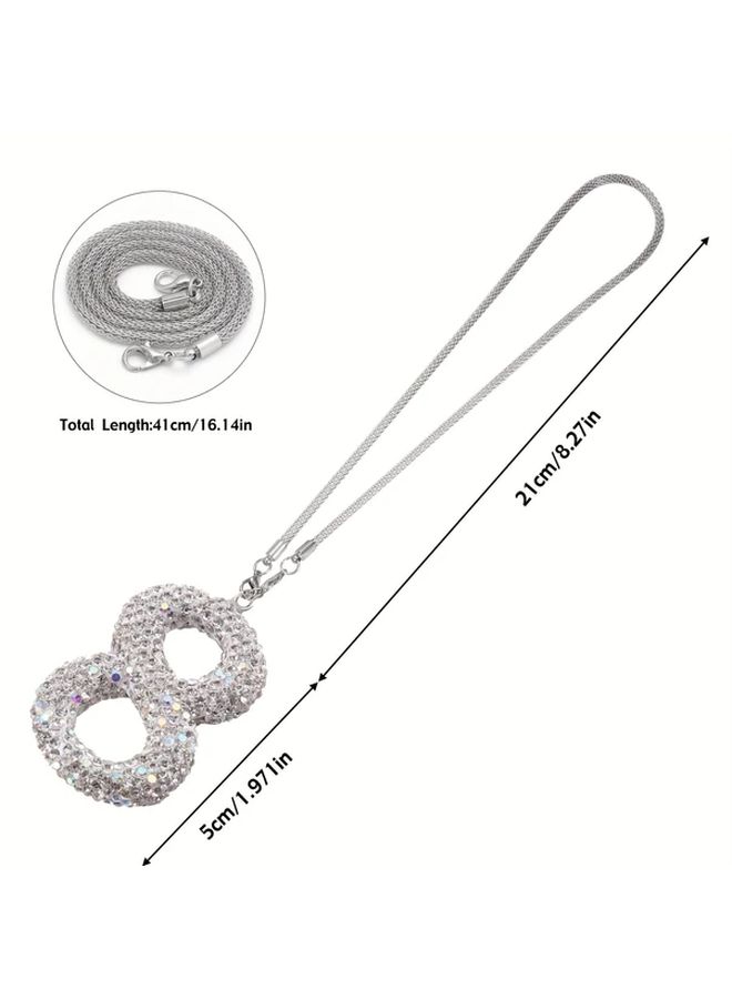 1pc Stainless Steel Bling Number 6 Lucky Charm Pendant Adjustable Chain Car Hanging Ornament Multicolor Individual Number Charm for Men Women Car Pendant Hanging - Image 3