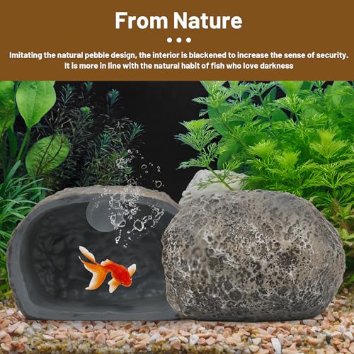 Esdallina Upgraded Magnetic Detachable Aquarium Hideaway Rock Cave to Check Your Aquatic Pets to Breed, Play and Rest Safe and Non-Toxic Resin Fish Tank Viewing Hideout Ornaments - Image 5
