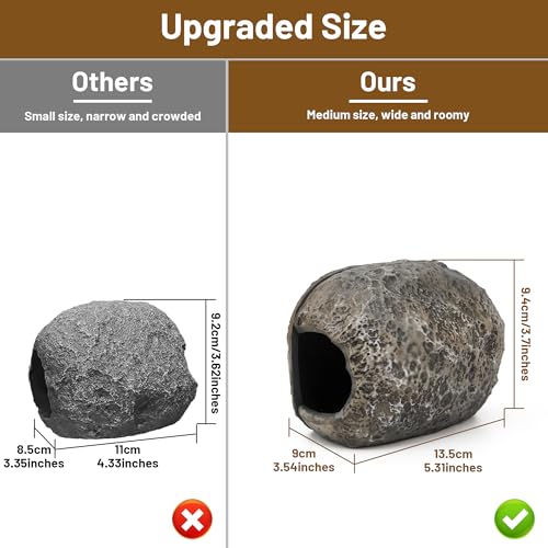 Esdallina Upgraded Magnetic Detachable Aquarium Hideaway Rock Cave to Check Your Aquatic Pets to Breed, Play and Rest Safe and Non-Toxic Resin Fish Tank Viewing Hideout Ornaments - Image 3