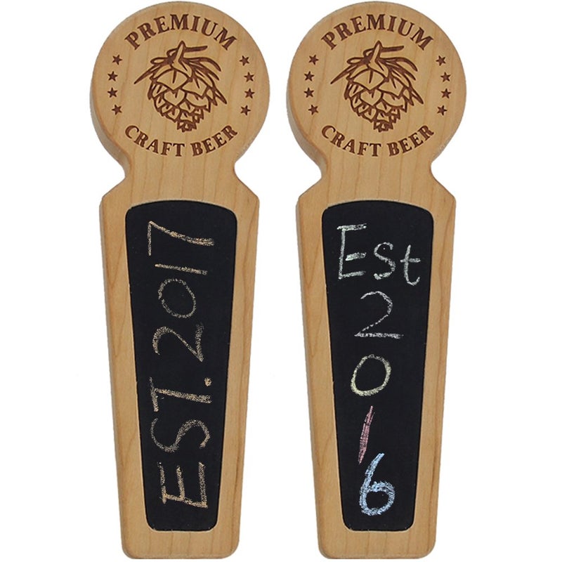 Fanfoobi Set of 2 Wooden Beer tap handle with chalkboard Premium Craft Beer Made of Cherry Round Top 83 INCH Long Perfect for Homebrew Kegerators or Bars