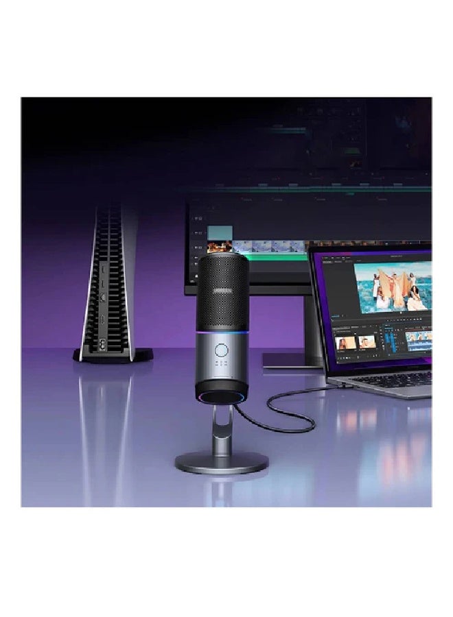 يو جرين ميكروفون ألعاب CM769 USB مزود بإضاءة RGB - رمادي - Image 2