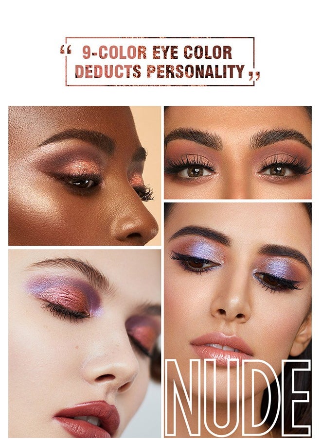 LANGMANNI - 9 Shades of Eye Shadow Palettes Makeup Eye Shadow Palettes Pink Eye Shadow Wine Red Eye Shadow Waterproof Long Lasting Natural Mixing Pigment Makeup - Image 1