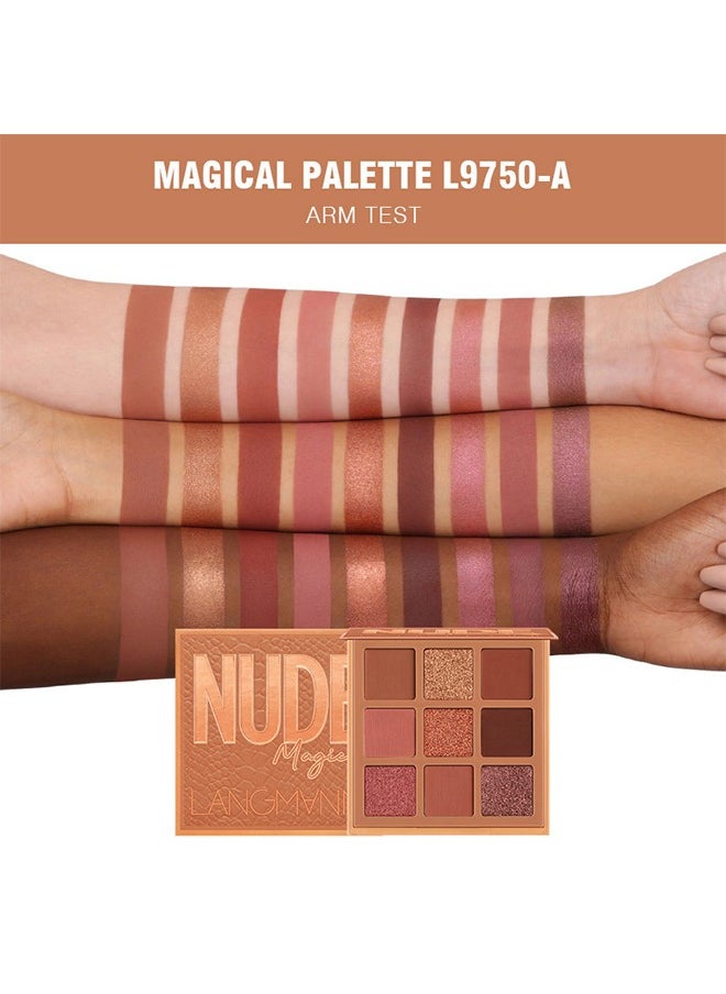 LANGMANNI - 9 Shades of Eye Shadow Palettes Makeup Eye Shadow Palettes Pink Eye Shadow Wine Red Eye Shadow Waterproof Long Lasting Natural Mixing Pigment Makeup - Image 1