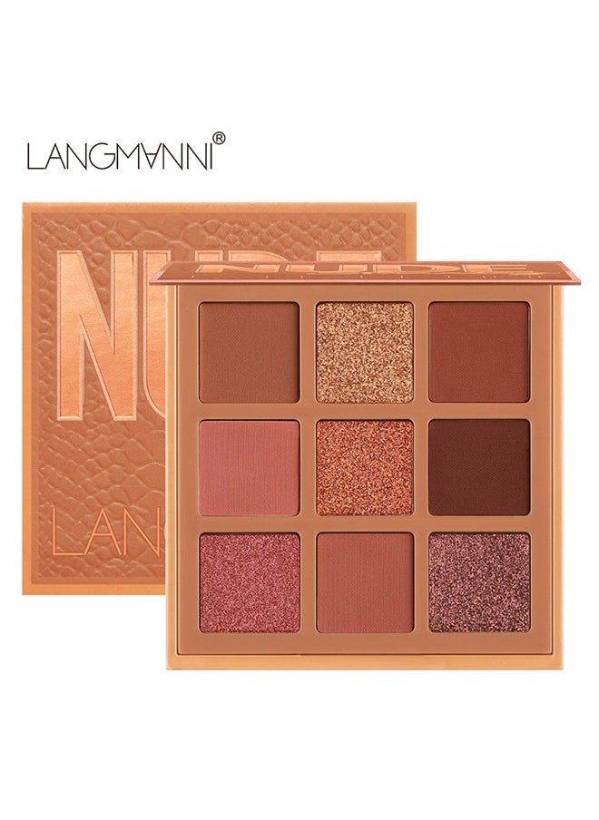 LANGMANNI - 9 Shades of Eye Shadow Palettes Makeup Eye Shadow Palettes Pink Eye Shadow Wine Red Eye Shadow Waterproof Long Lasting Natural Mixing Pigment Makeup - Image 1